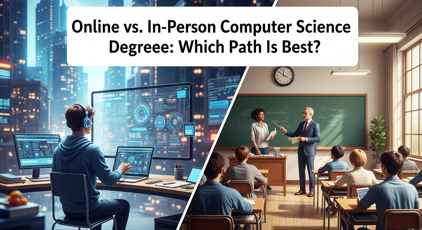 Online vs. In-Person Computer Science Degree: Which Path is Best? illustration