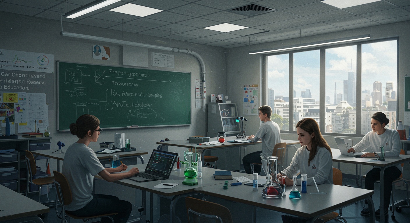 Preparing for Tomorrow: Key Future Trends Shaping Biotechnology Education illustration