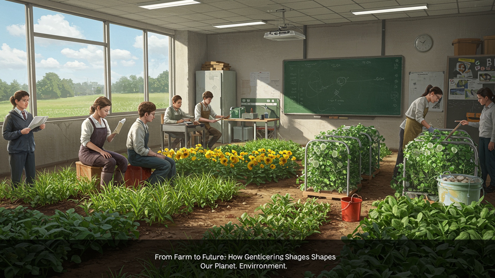 From Farm to Future: How Genetic Engineering Shapes Our Planet's Environment illustration