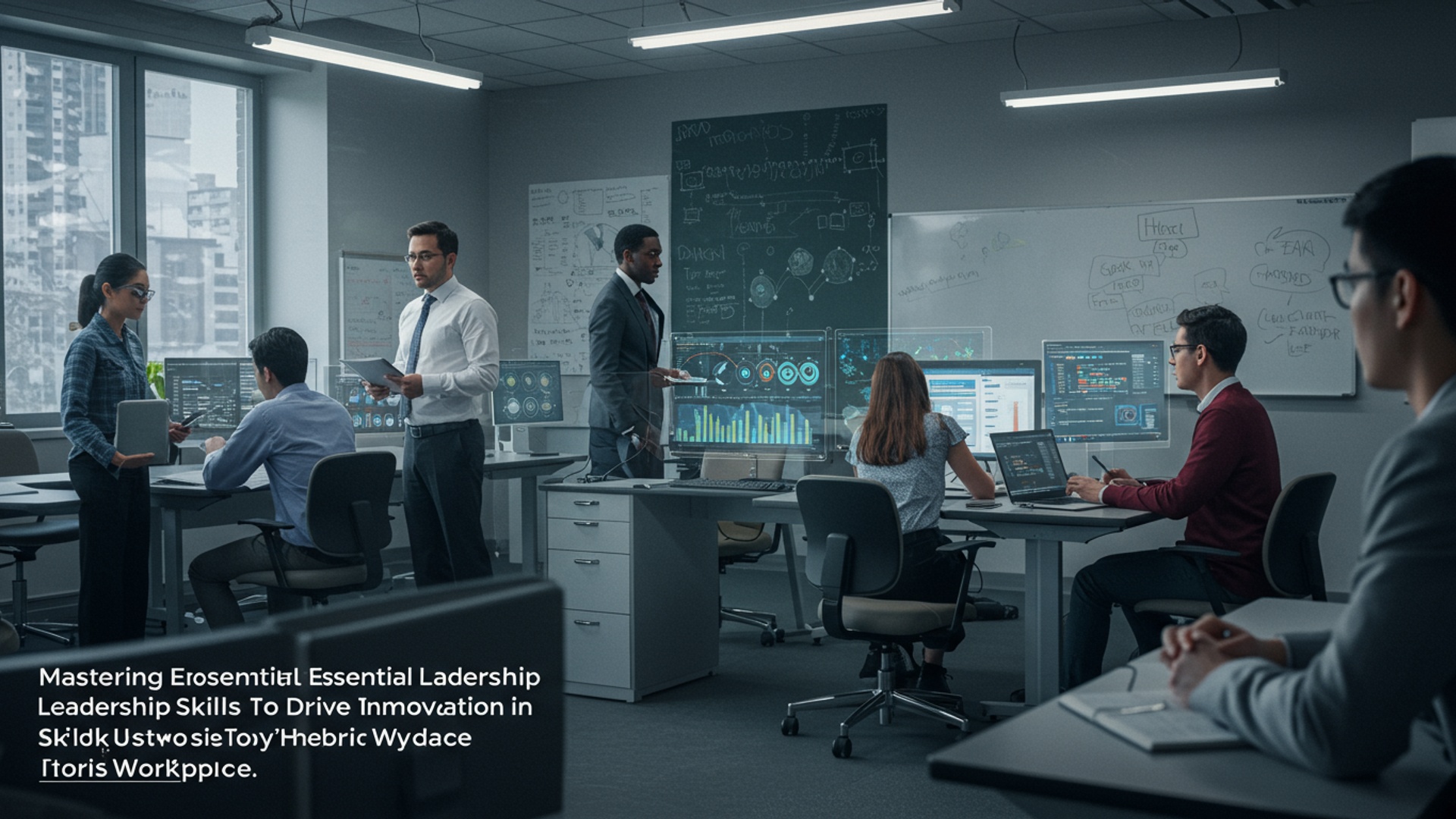 Mastering Essential Digital Leadership Skills to Drive Innovation in Today's Hybrid Workplace illustration